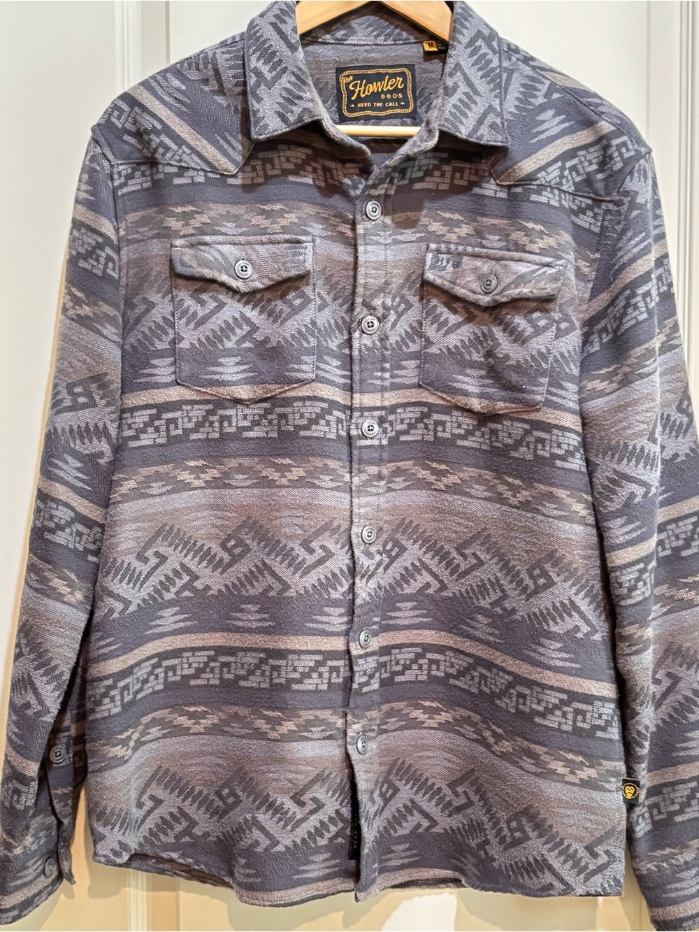 Howler Brothers Medium Sheridan Flannel Mens Southwest Aztec Pattern Button Up